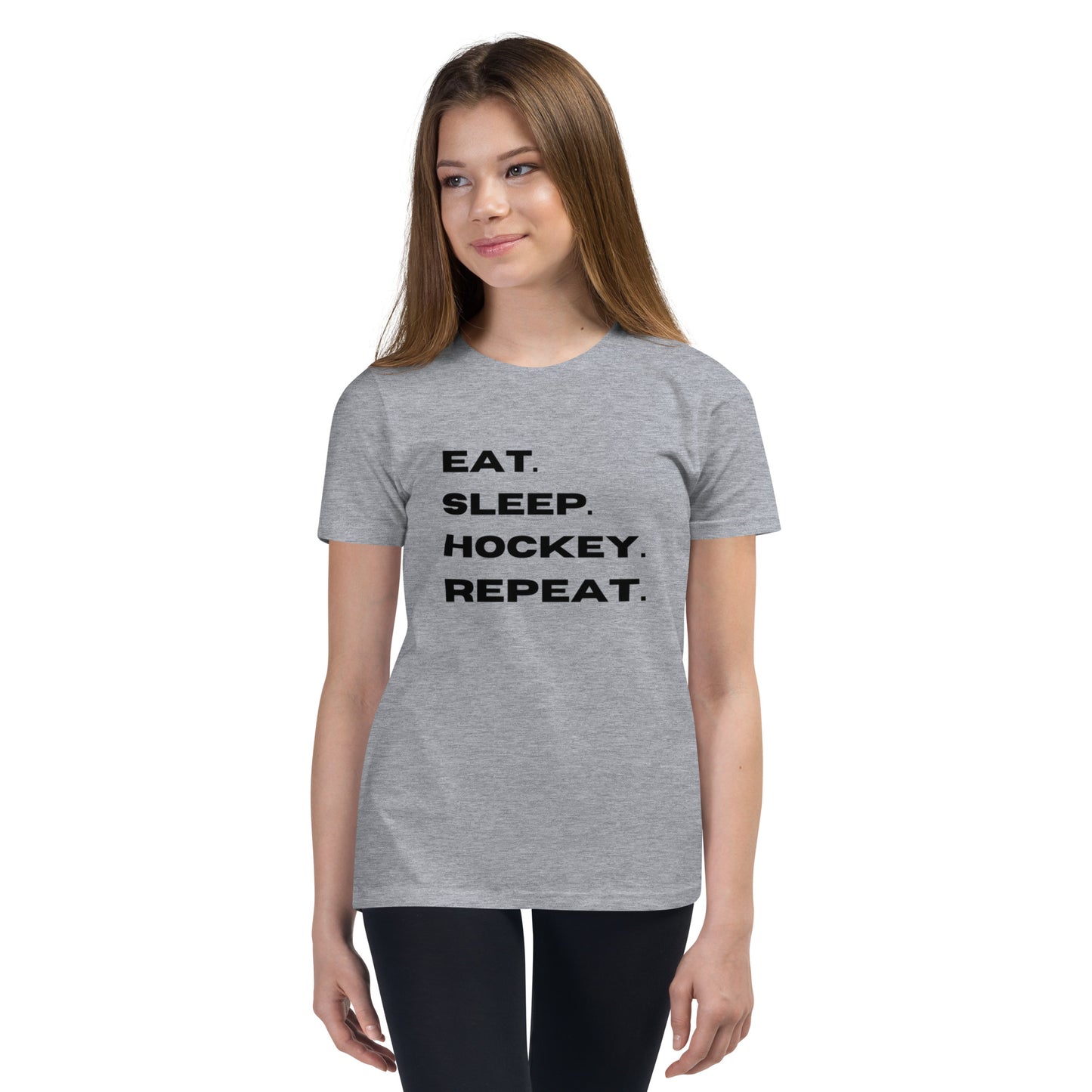 Eat Sleep Hockey Repeat Youth Short Sleeve T-Shirt