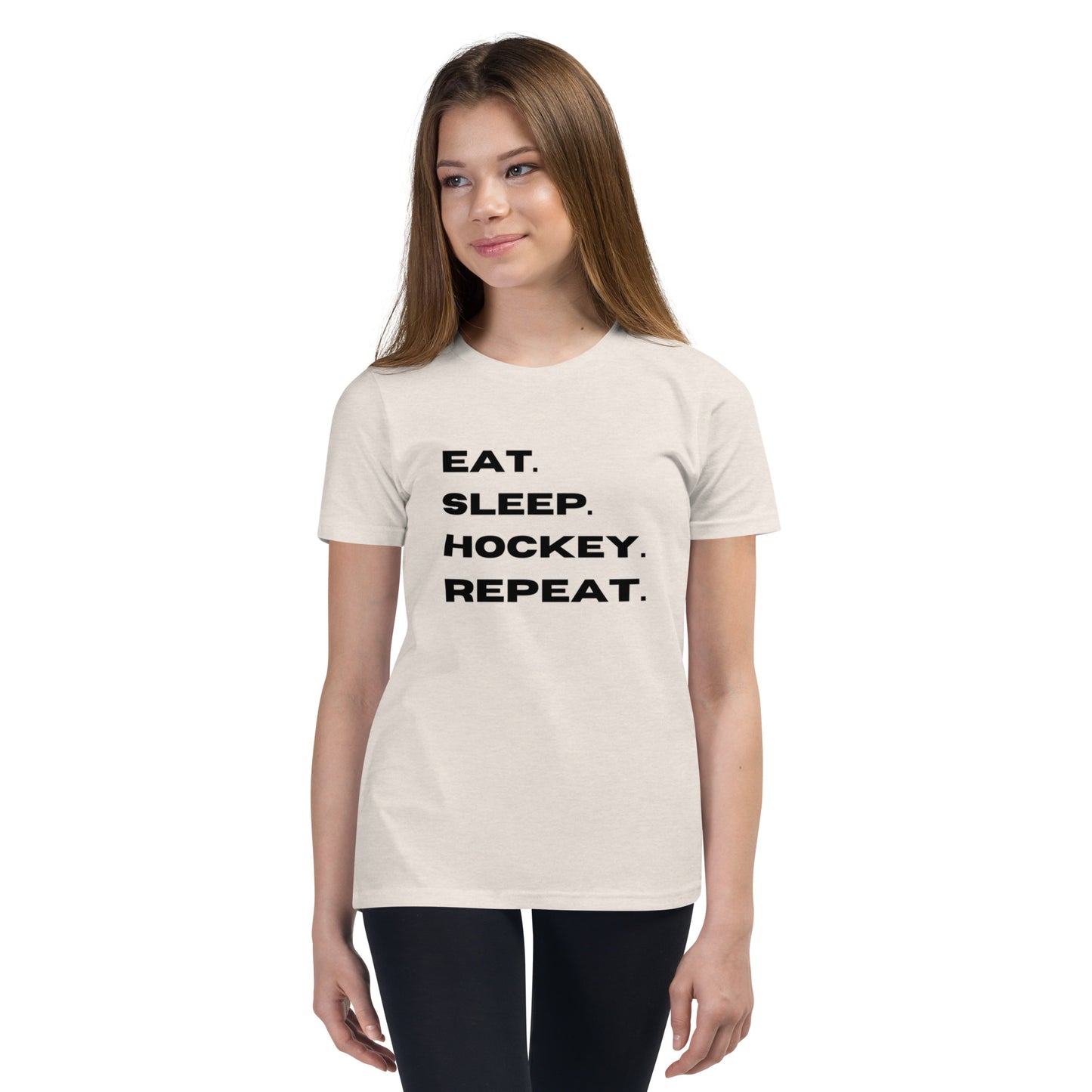 Eat Sleep Hockey Repeat Youth Short Sleeve T-Shirt