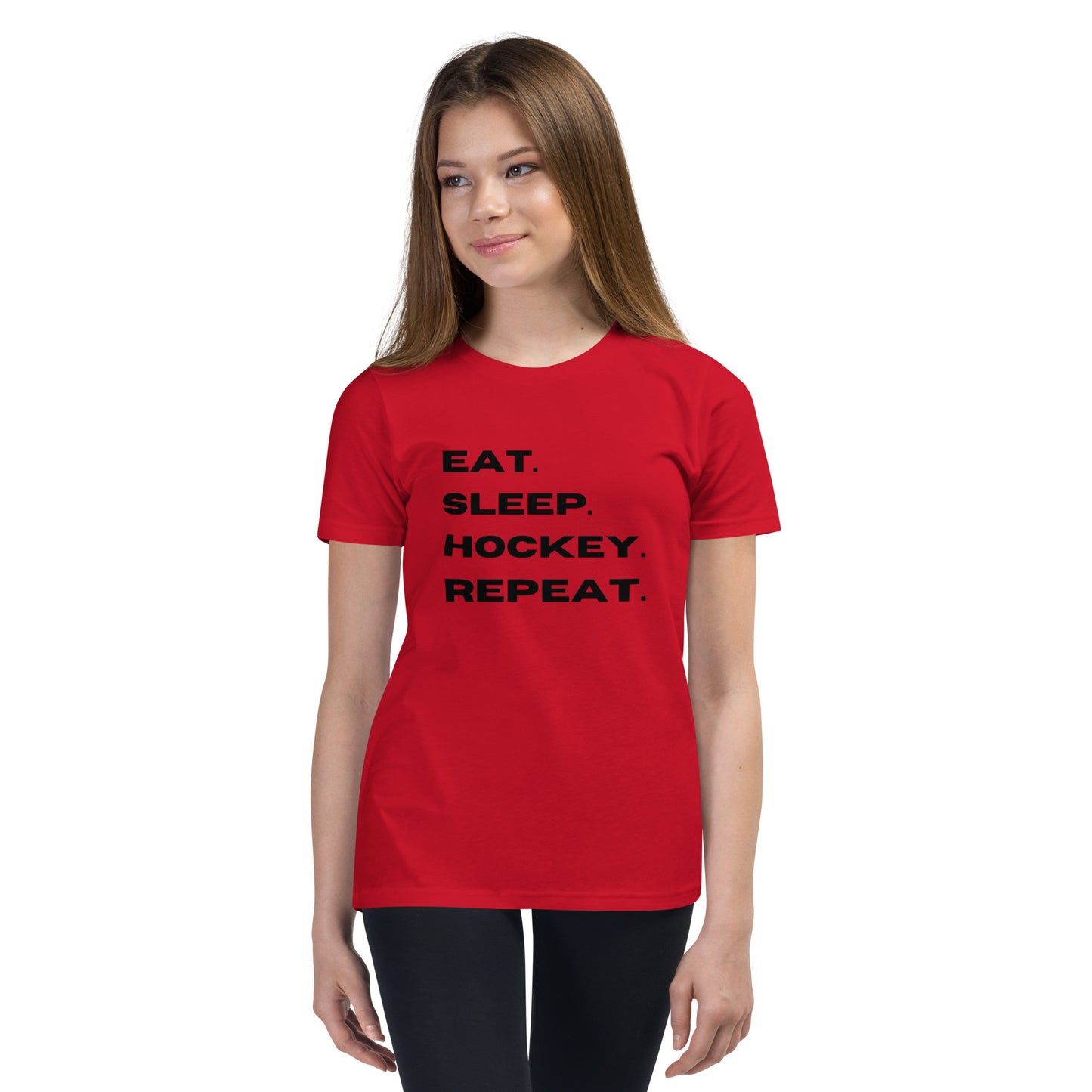 Eat Sleep Hockey Repeat Youth Short Sleeve T-Shirt