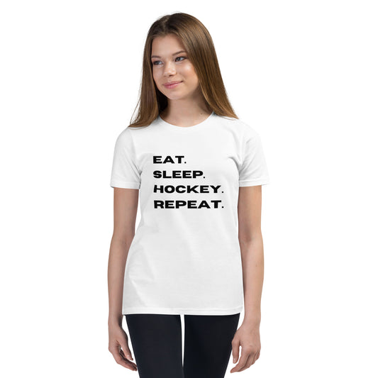 Eat Sleep Hockey Repeat Youth Short Sleeve T-Shirt